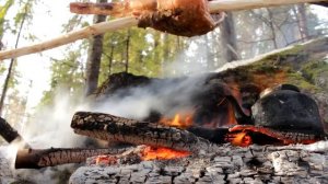 Дикая кухня - ЖАРЕНОЕ МЯСО НА ВЕРТЕЛЕ | BUSHCRAFT COOKING ON THE SPIT