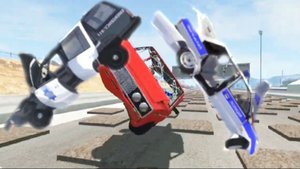 Гранитные блоки как лежачие полицейские Подвеска в хлам! Тачки не везут BeamNG Краш тест игра 3D