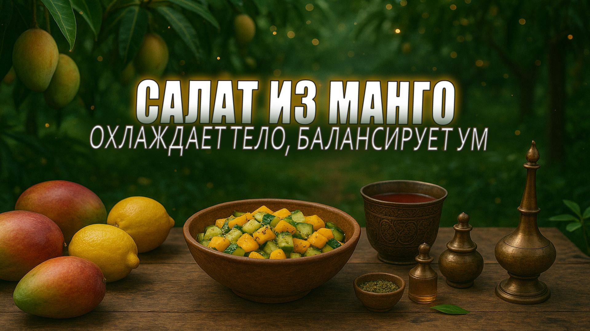 Летний аюрведический салат: манго + огурец + кабачок