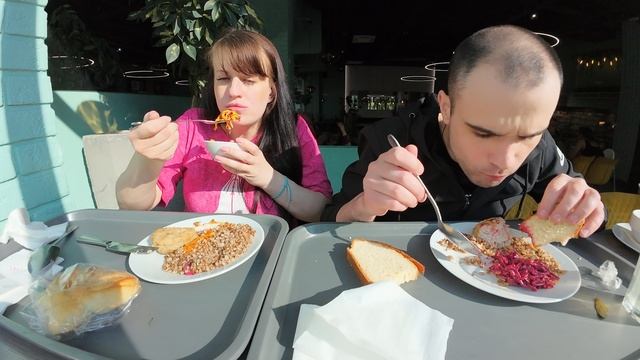 МУКБАНГ В СТОЛОВОЙ КАЛИНИНГРАДА / СУП ГРИБНОЙ/ ГРЕЧКА С КОТЛЕТАМИ / САЛАТ MUKBANG EATING ASMR АСМР