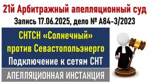 Подключение к сетям СНТ. Апелляционная инстанция.