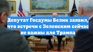 Депутат Госдумы Белик заявил, что встречи с Зеленским сейчас не важны для Трампа