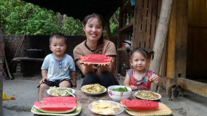 Harvesting green onions to sell - boiling medicinal water for little daughter to bathe in.