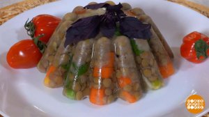 Готовим постный холодец из чечевицы и овощей. Доброе утро. Фрагмент выпуска от 18.06.2025