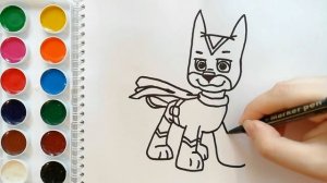 Раскраска для детей ЩЕНЯЧИЙ ПАТРУЛЬ. МЕГАЩЕНКИ. ГОНЩИК. Мультик-раскраска. Учим цвета.