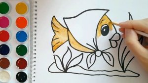 Как нарисовать РЫБКУ / мультик раскраска РЫБКА для детей / Раскраски для малышей