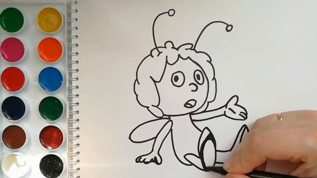 Раскраска для детей ПЧЕЛКА МАЙЯ. ПРИКЛЮЧЕНИЯ ПЧЕЛКИ МАЙИ. Мультик-раскраска. Учим цвета.