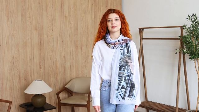 Палантин набивной (вискоза)"10537", 10537-1, 80х200 см #platki #beautiful #fashion #art #scarf