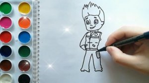 Раскраска для детей ЩЕНЯЧИЙ ПАТРУЛЬ / РАЙДЕР. Мультик-раскраска. Учим цвета.