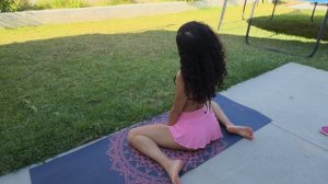 Afternoon Yoga Stretch In Mini Skirt