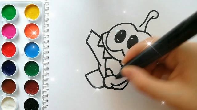 Раскраска для детей АМ НЯМ. Мультик-раскраска. Учим цвета.