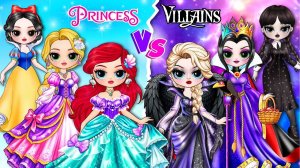 Эльза, Белоснежка и Ариэль наряжают Диснеевских принцесс против злодеев в лучшие модные бумажные кук