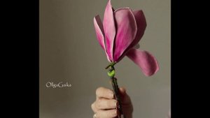 Брошь Магнолия. Кожа.