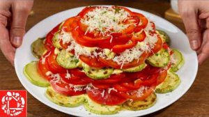 До чего же он ВКУСНЫЙ!!! Салат из жареных кабачков, помидоров и перца