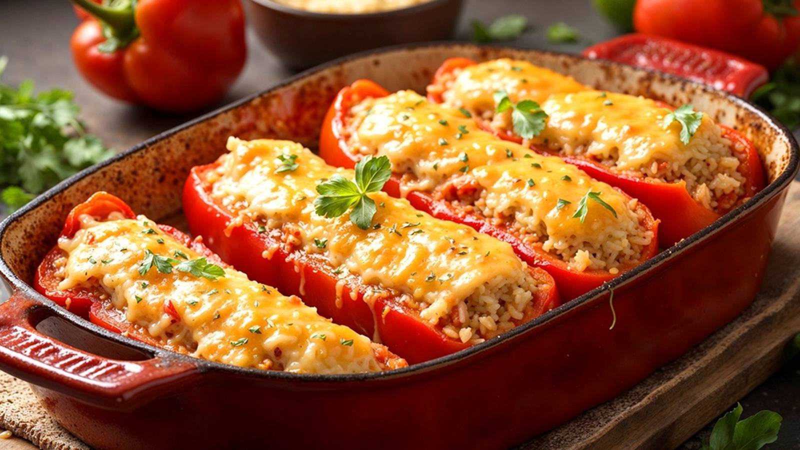 Болгарский перец с грибами и рисом!
