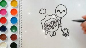 Раскраска для детей МАЛЫШАРИКИ. ЁЖИК. Мультик-раскраска. Учим цвета.