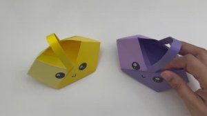 Мини-корзинка из бумаги! Яркие поделки оригами для детей!