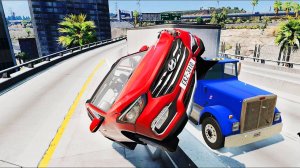 Скоростной спуск. BeamNG Drive - Реалистичные автомобильные аварии и погони и ДТП.
