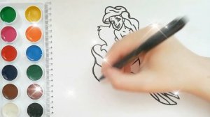 Раскраска для детей РУСАЛОЧКА АРИЭЛЬ. Мультик-раскраска. Учим цвета.