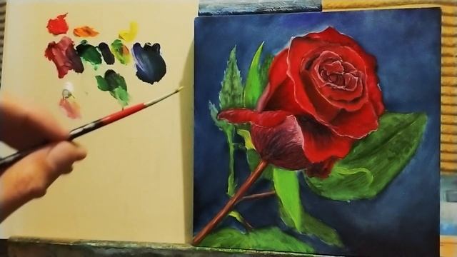 Как рисовать розу|как передать просвет лепестков|как смешать темный красный для объёма