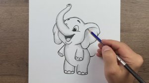 Как нарисовать милого слона карандашом