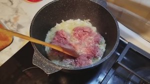 Макароны с говядиной)