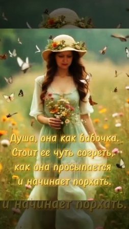 Душа, она как бабочка.
Стоит ее чуть согреть, как она просыпается и начинает порхать.