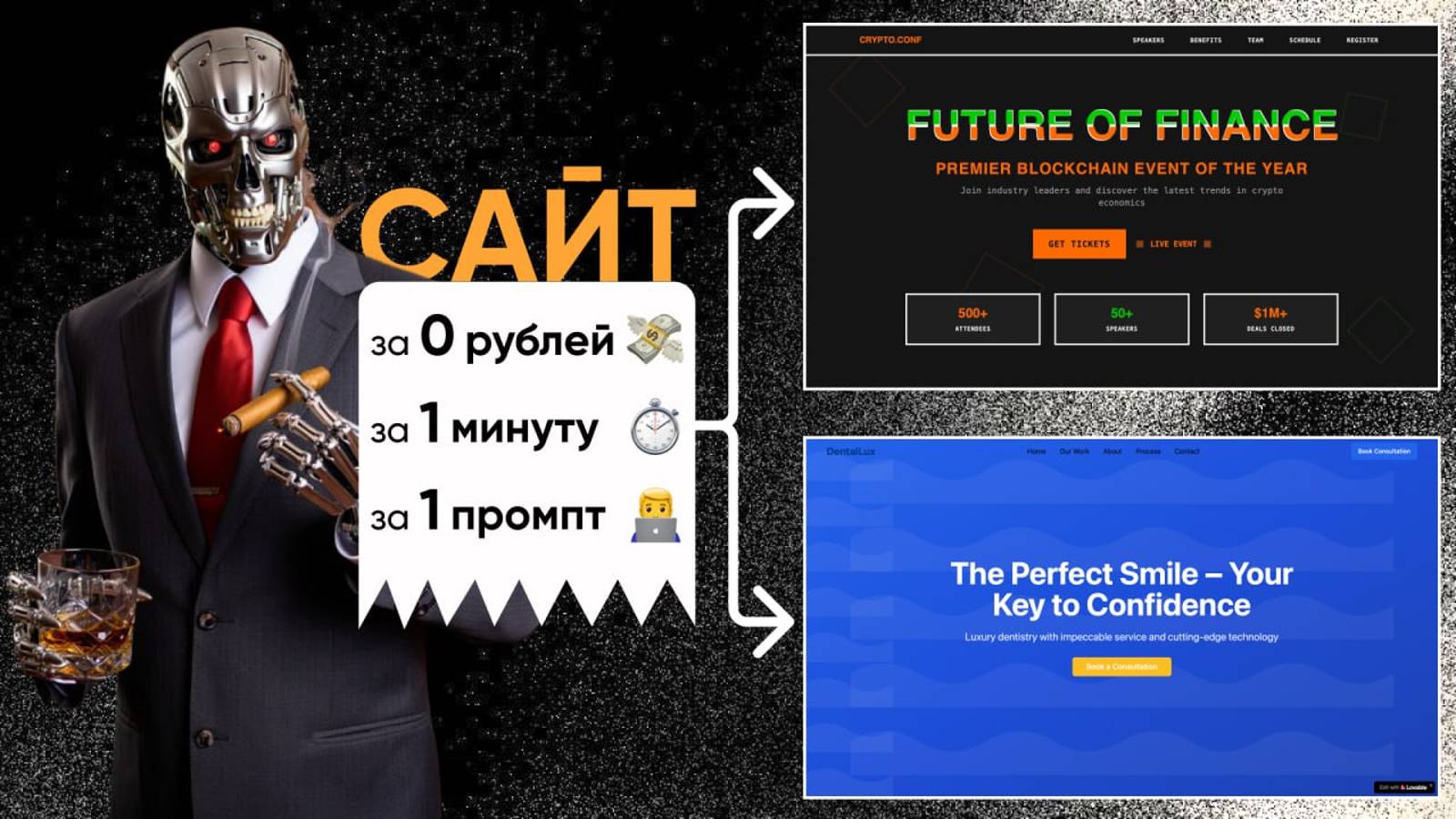 СДЕЛАЛ СЕБЕ САЙТ ЗА МИНУТУ БЕСПЛАТНО| НЕЙРОСЕТЬ СОЗДАСТ ЛЕНДИНГ |Битва ИИ lovable, bolt, v0 deepsite