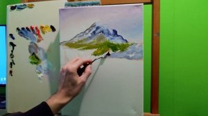 Картина мастихином|Моя первая пастозная работа|Как рисовать горы цветы мастихином #art #мастихин