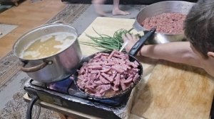 гороховый суп С СОДОЙ,  гречанники