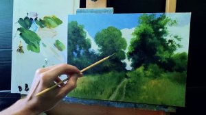 Как рисовать деревья,траву,летний пейзаж для начинающих|как рисовать лето #какнарисовать #painting
