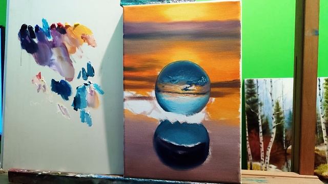 Как рисовать сферу у моря на закате|how to draw a sphere by the sea at sunset #art #рисуем #рисуем смотреть онлайн