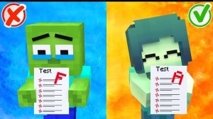 Мальчик-Зомби Провалил Тест, Но Она Прошла!,  Анимация Майнкрафта