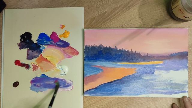 Рисуем акрилом зимний закат|рисование акрилом для начинающих #art #какнарисовать #рисуем #акрил смотреть онлайн