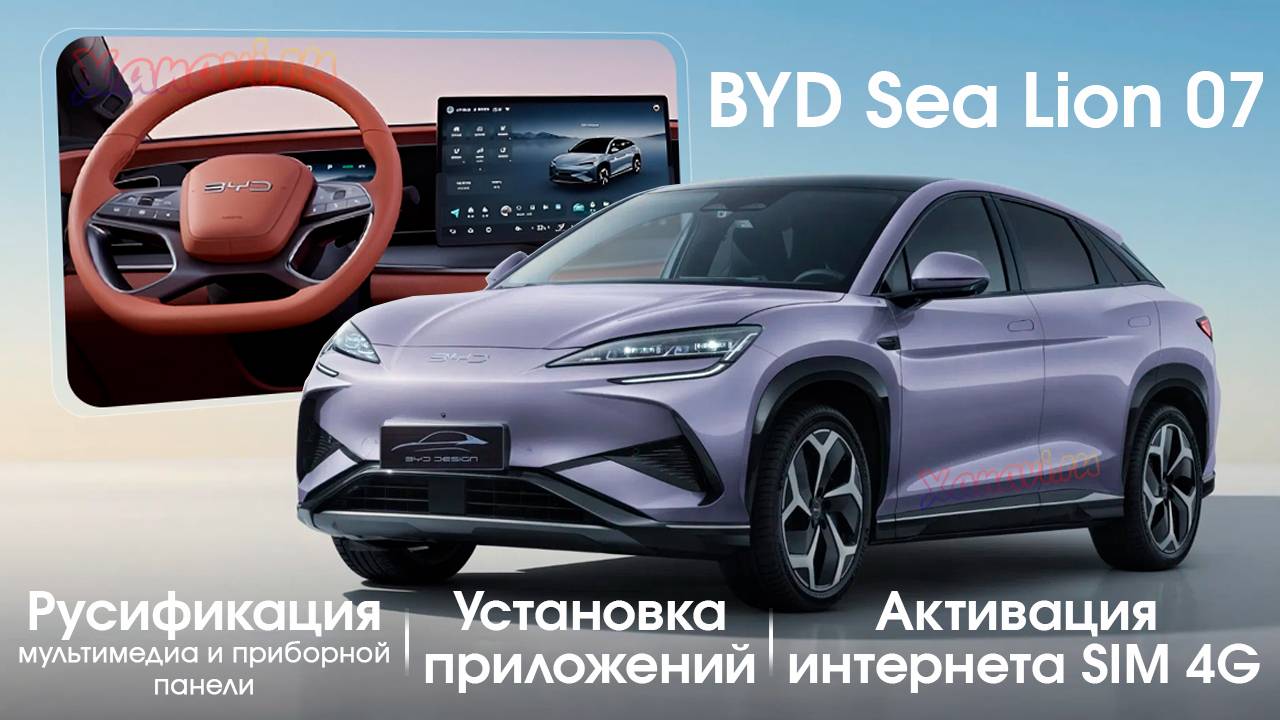 Byd Sea lion 07 -диагностика, обновление, русификация монитора, приборной панели, SIM, приложения
