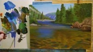 Легкий способ нарисовать прозрачную воду и блики|как нарисовать камни под водой легко #живопись