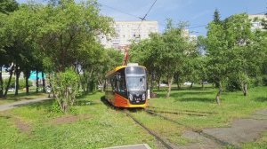 Обзор 2-ого трёхсекционного трамвая "Кастор" в Екатеринбурге (горизонтальная версия)