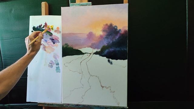 Учимся рисовать закат для начинающих за один сеанс|как рисовать закат #какнарисовать #painting смотреть онлайн