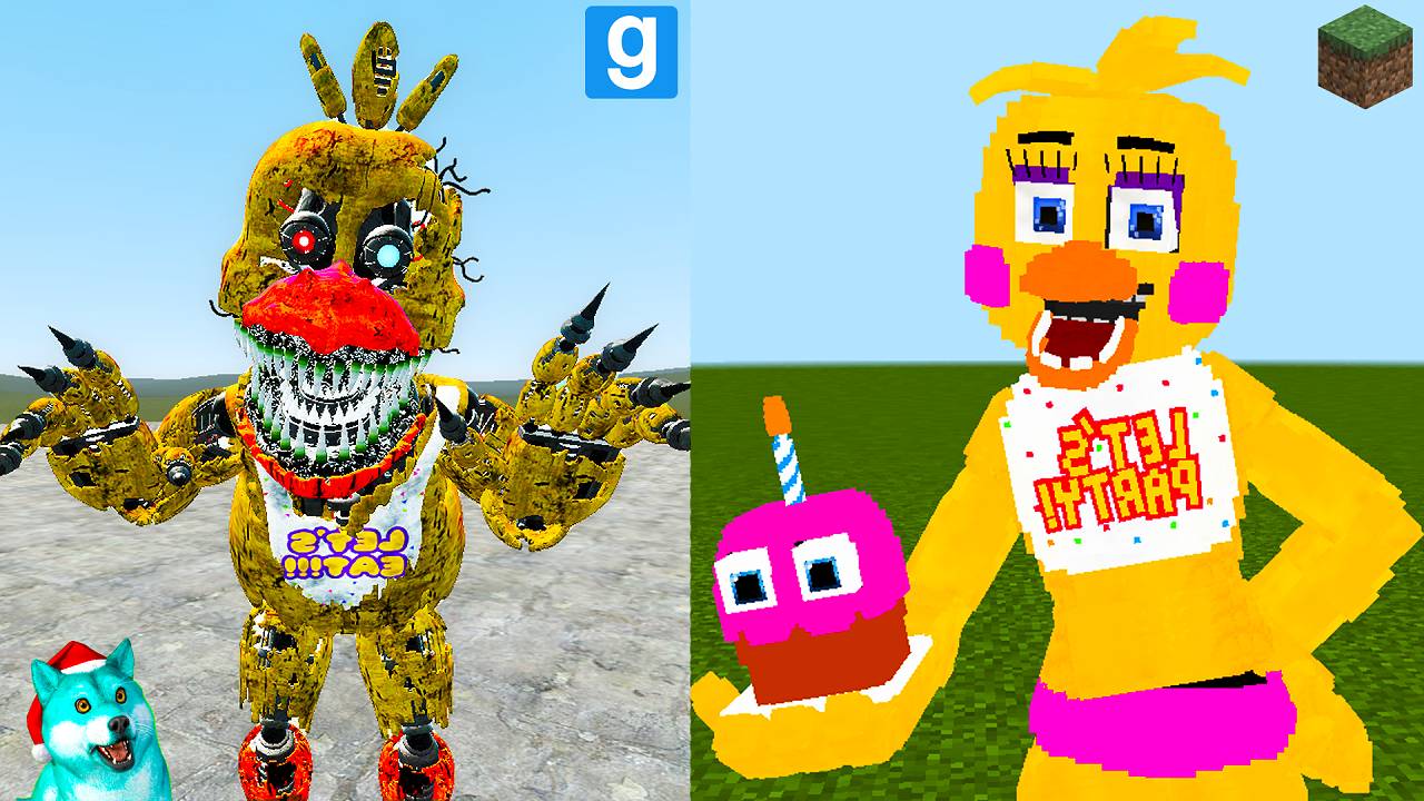 Майнкрафт против чика фнаф 9 аниматроников в гаррис мод! fnaf garry's mod