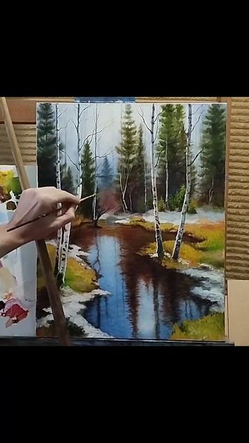 Яркий весенний пейзаж #shorts #живопись #рисуем
