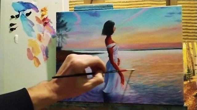 Девушка в воде маслом ускоренно|как рисовать фигуру человека #art #живопись