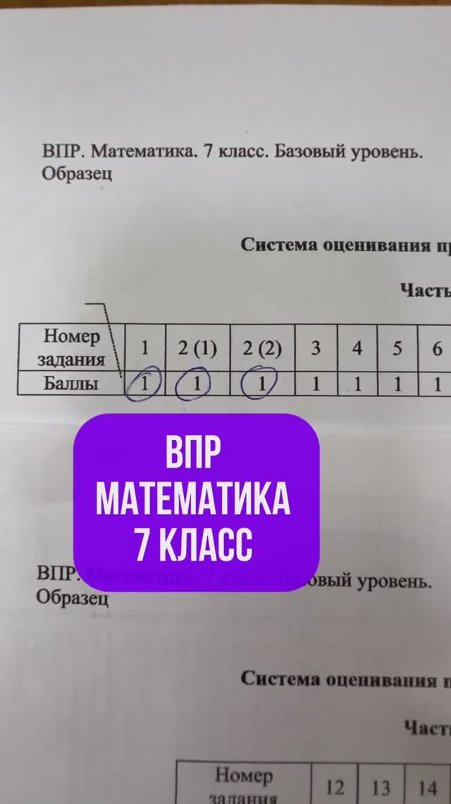 ВПР математика 7 класс. Как перевести баллы в оценку? Сколько балловнужно набрать? смотреть онлайн