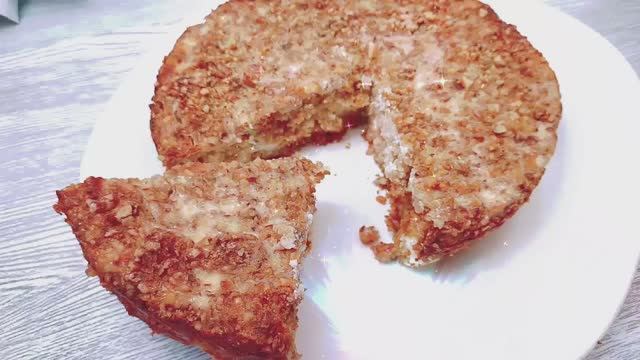 Насыпной Сметанник с ОВСЯНКОЙ!Пирог из Овсянки Без Муки и сахар/Овсяный пирог со сметанной заливкой