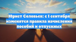 Юрист Соловьев: с 1 сентября изменятся правила начисления пособий и отпускных