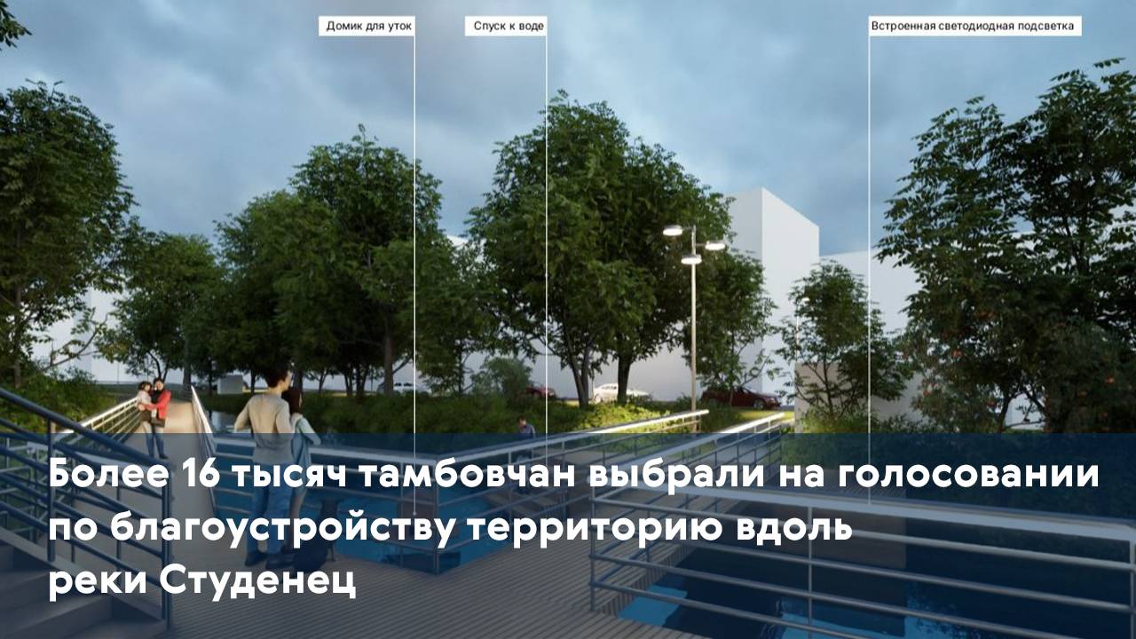 Более 16 тысяч тамбовчан выбрали на голосовании по благоустройству территорию вдоль реки Студенец
