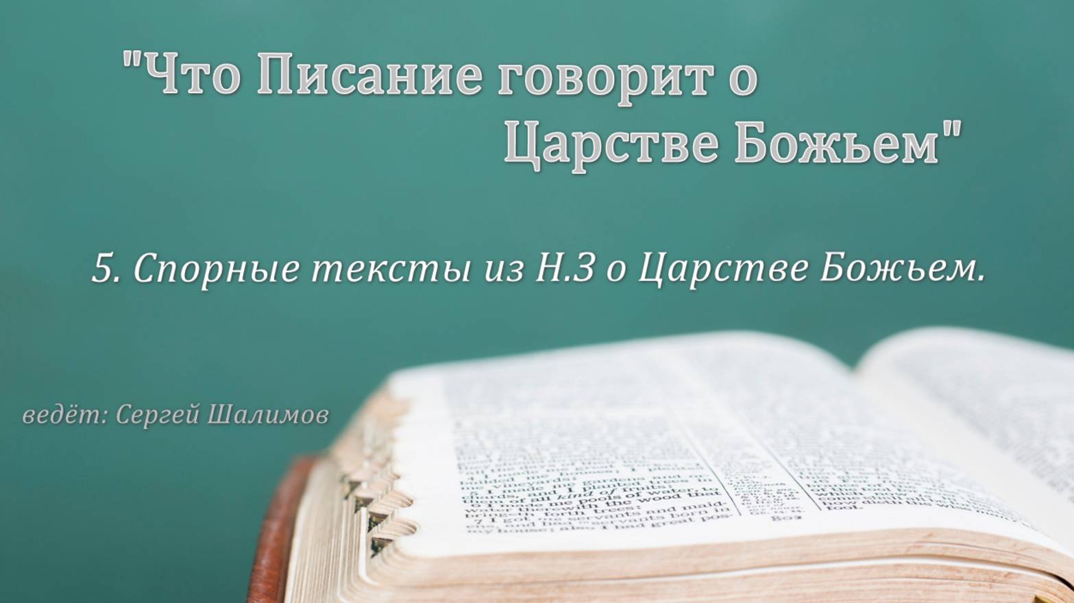 Сергей Шалимов, 5. Спорные тексты из Н.З. о Царстве Божьем.