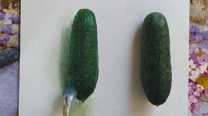 Как легко нарисовать объёмный огурец маслом|реалистичный огурец