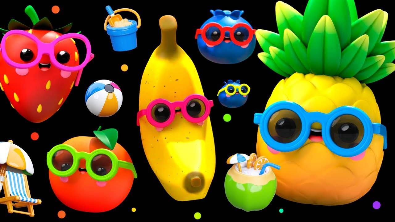 Танцующие фрукты - Встречаем лето! 🌞🍉🌼 - Весёлое и спокойное сенсорное видео для малышей!
