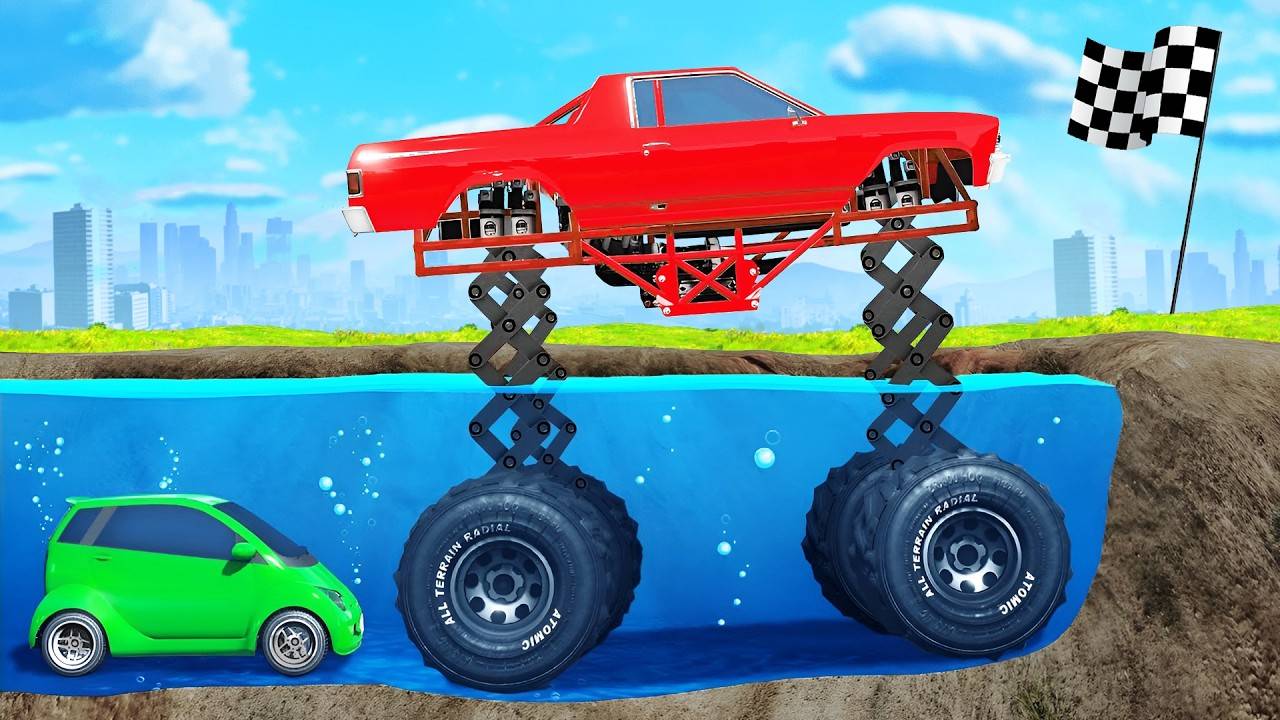 Сможет ли монстр трак проехать глубокую воду в гта 5 ? - эксперимент в gta 5