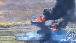 Удар FPV-дрона с новым тандемным боеприпасом по танку ВСУ